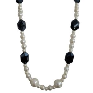 Elegant Midnight Blue and White Beaded Necklace & Earring Set